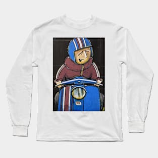 Retro Scooter, Classic Scooter, Scooterist, Scootering, Scooter Rider, Mod Art Long Sleeve T-Shirt